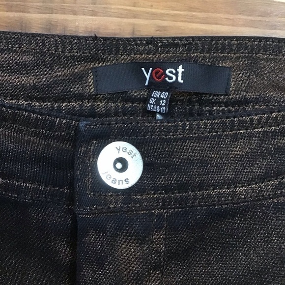 YEST slim fit jeans black  sparkle copper powder stretchy size 8-10 - Picture 7 of 16